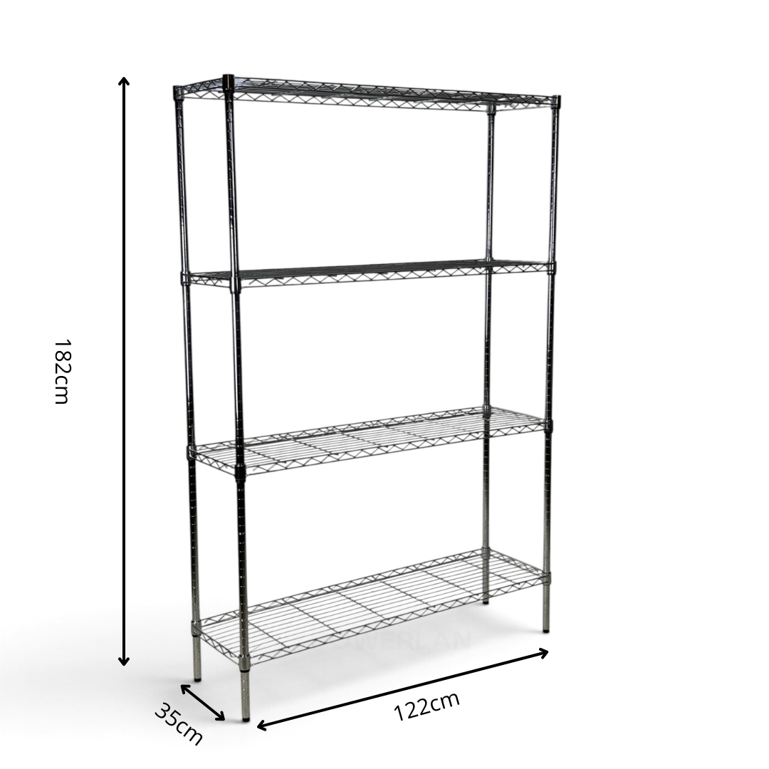 Scaffale Metallika H 182cm – 4 Ripiani 122×35 cm
