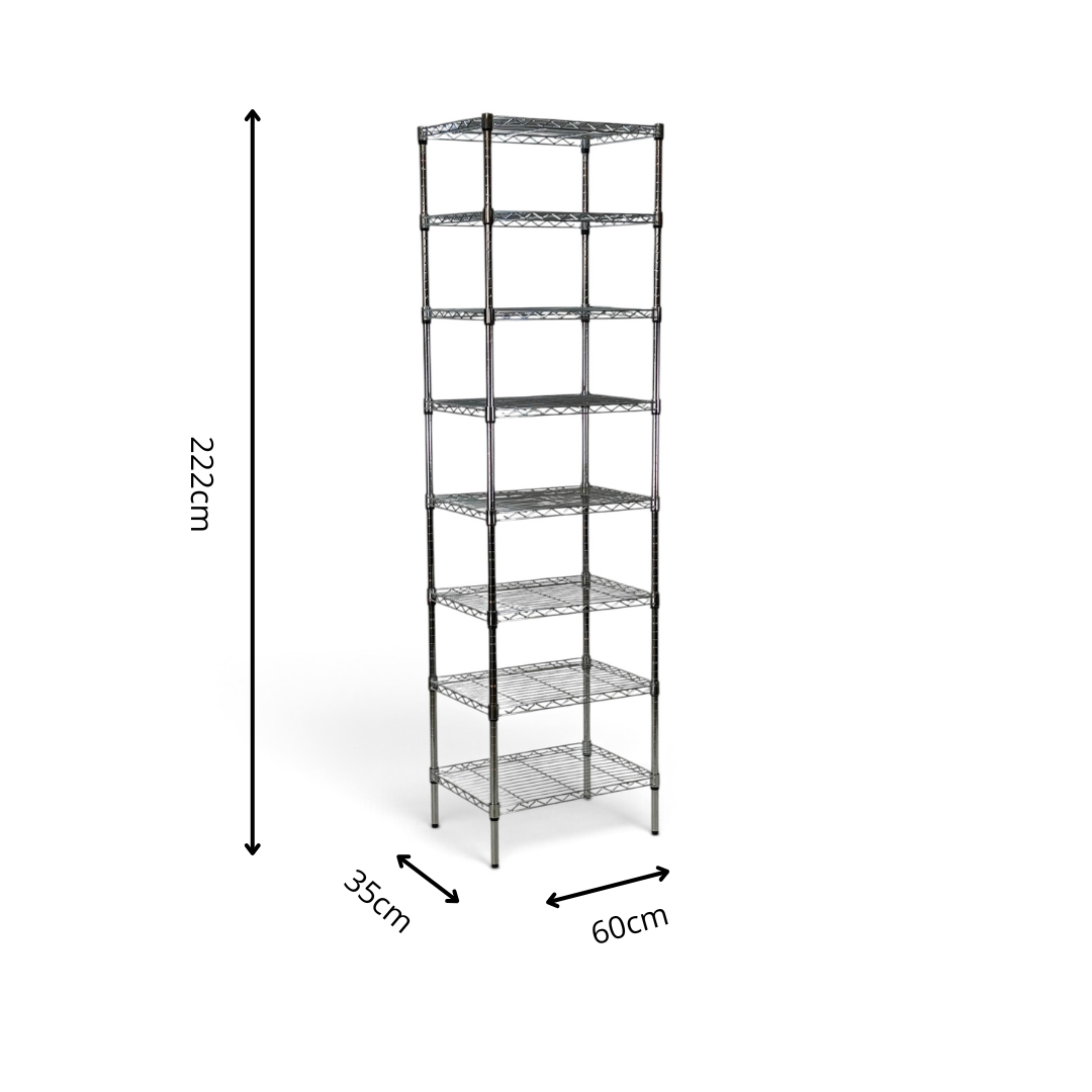 Scaffale Metallika H 222cm – 8 Ripiani 60×35 cm