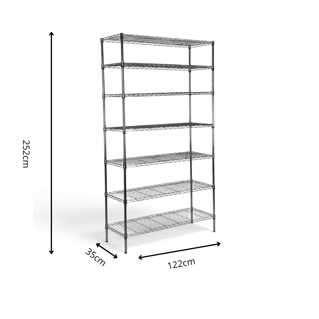 Scaffale Metallika H 252cm – 7 Ripiani 122×35cm