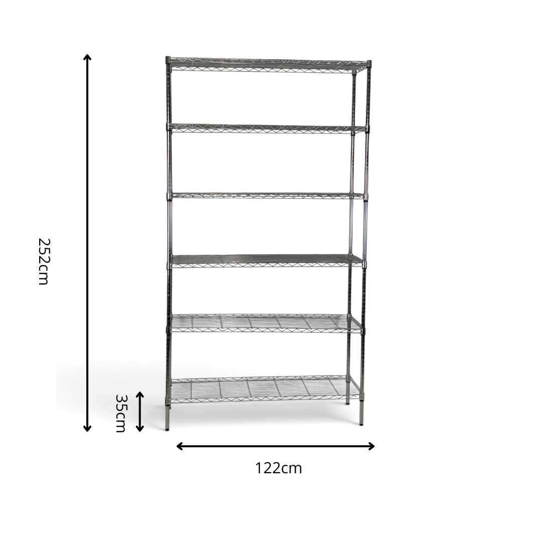 Scaffale Metallika H 252cm – 6 Ripiani 122×35 cm