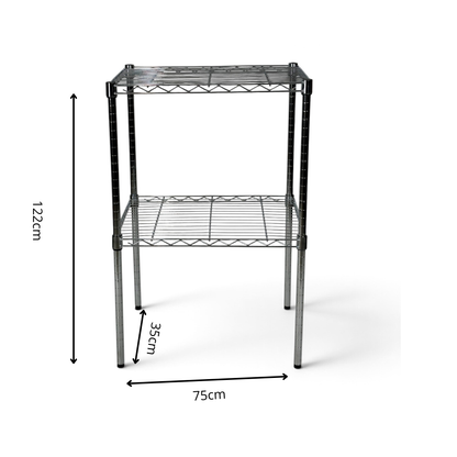 Scaffale Metallika H 122cm  – 2 Ripiani 75×35 cm