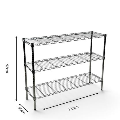 Scaffale Metallika H 92cm  – 3 Ripiani 122×45 cm