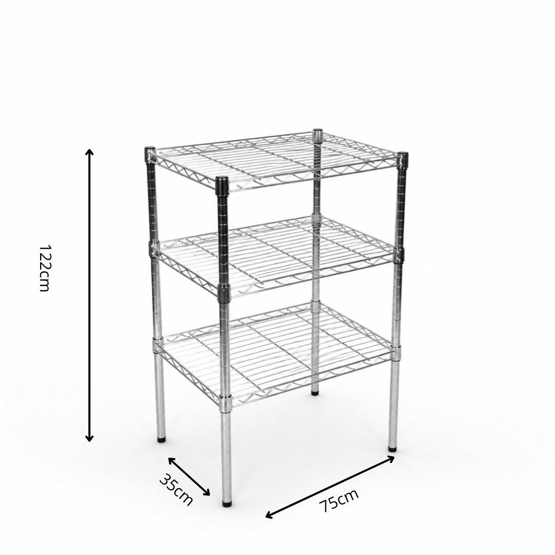 Scaffale Metallika H 122cm  – 3 Ripiani 75×35 cm