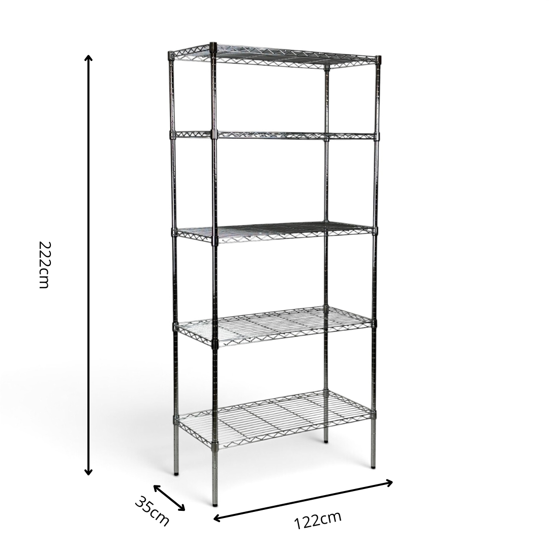 Scaffale Metallika H 222cm  – 5 Ripiani 122×35 cm