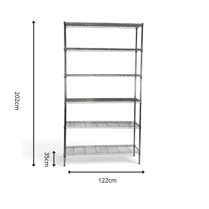 Scaffale Metallika H 202cm  – 6 Ripiani 122×35 cm