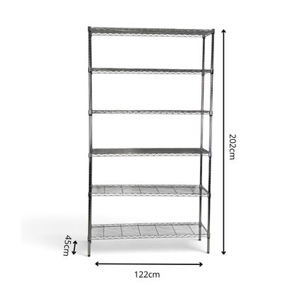 Scaffale Metallika H 202cm  – 6 Ripiani 122×45 cm