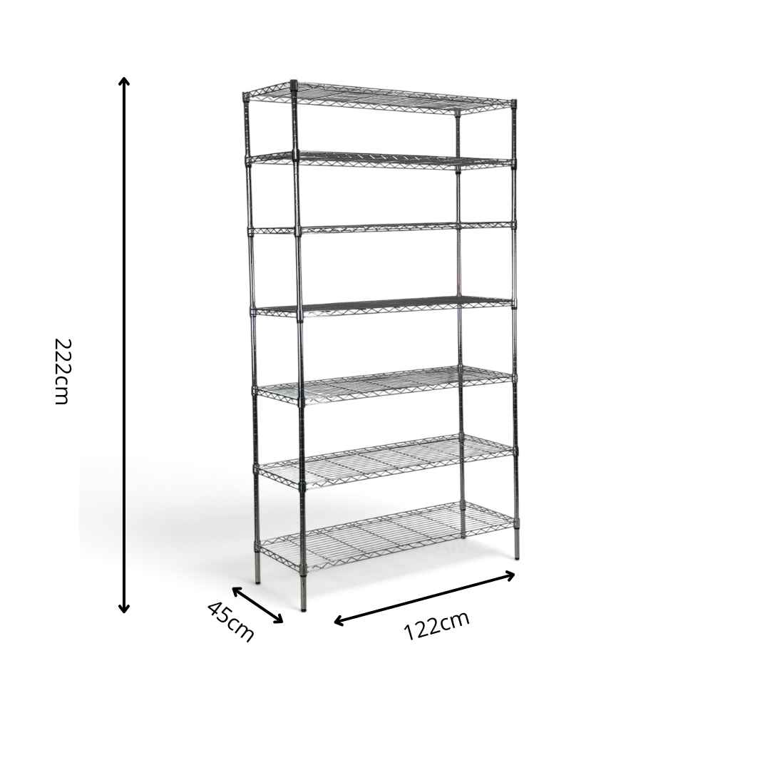 Scaffale Metallika H 222cm  – 7 Ripiani 122×45 cm