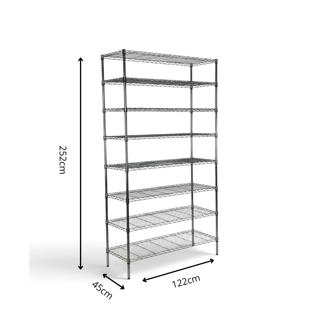 Scaffale Metallika H 252cm  – 8 Ripiani 122×45 cm