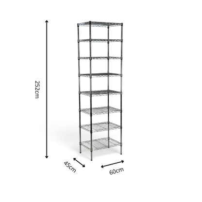Scaffale Metallika H 252cm  – 8 Ripiani 60×45 cm
