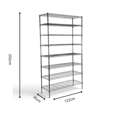 Scaffale Metallika H 252cm  – 8 Ripiani 90×45 cm