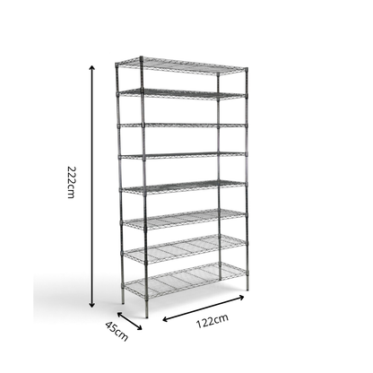 Scaffale Metallika H 222cm  – 8 Ripiani 122×45 cm