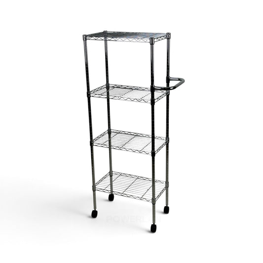 Carrello Metallika con Ruote – 4 Ripiani Grigliati Slim Salvaspazio H160