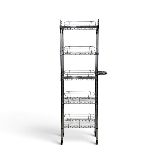 Carrello Metallika con Ruote – 5 Ripiani Grigliati con Protezioni Alte Rimovibili