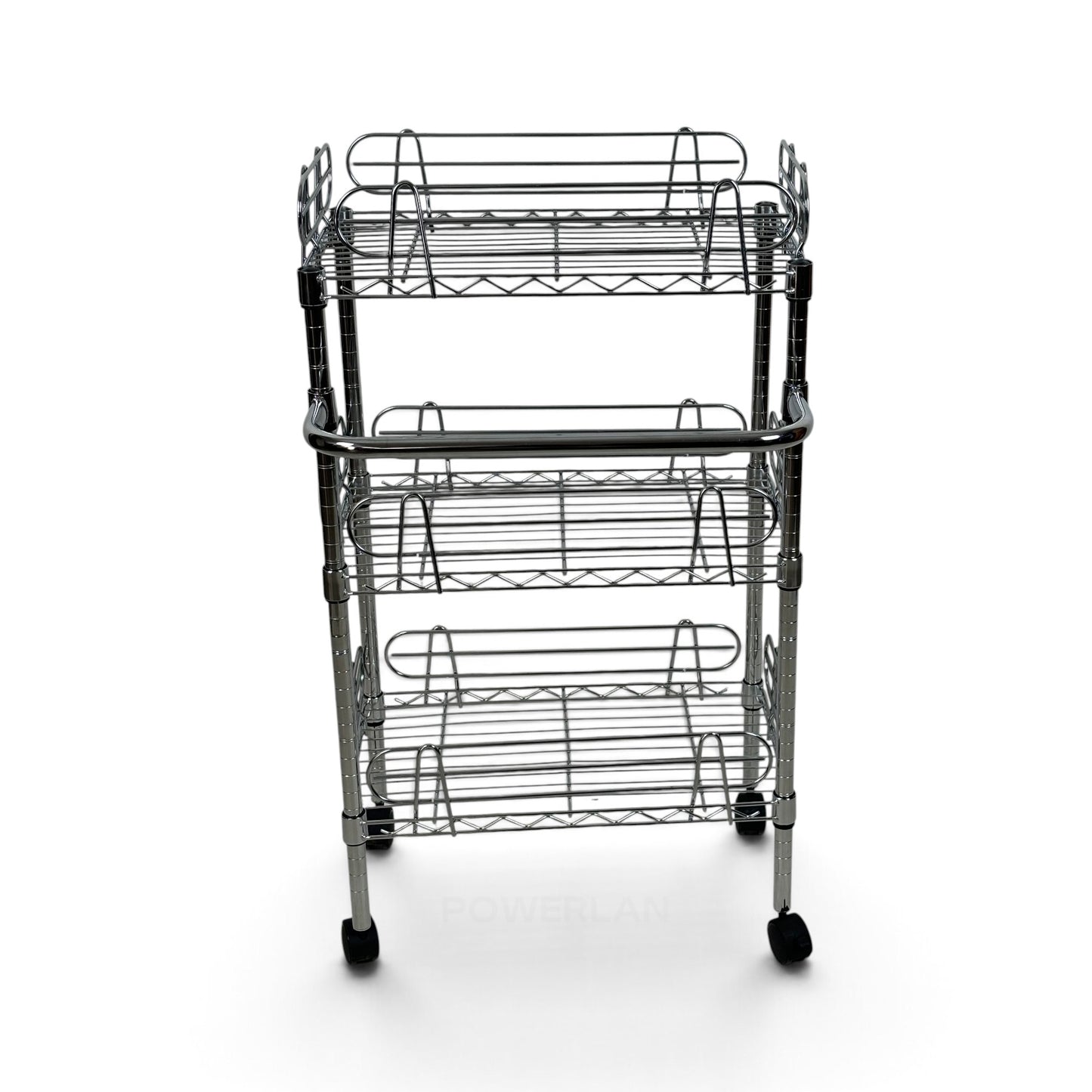 Carrello Metallika con Ruote – 3 Ripiani Grigliati con Sponde Anticaduta Rimovibili