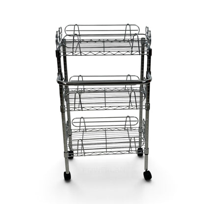 Carrello Metallika con Ruote – 3 Ripiani Grigliati con Sponde Anticaduta Rimovibili