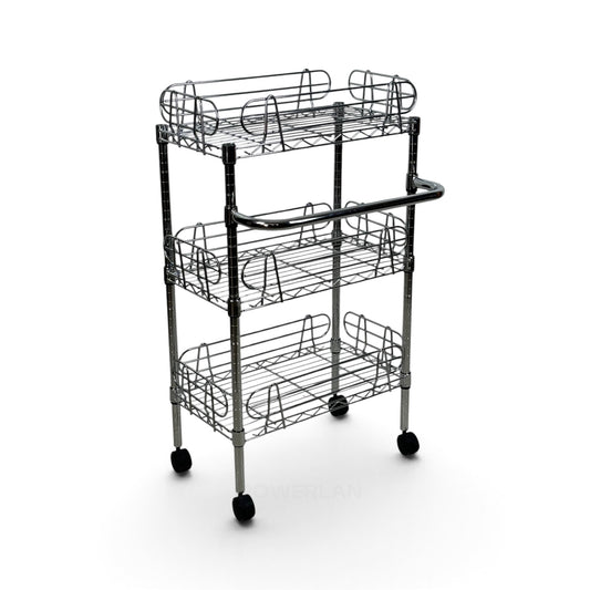 Carrello Metallika con Ruote – 3 Ripiani Grigliati con Sponde Anticaduta Rimovibili