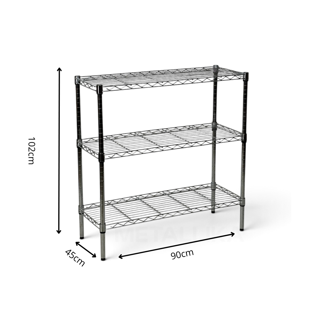 Scaffale Metallika H 102cm  – 3 Ripiani 90×45 cm