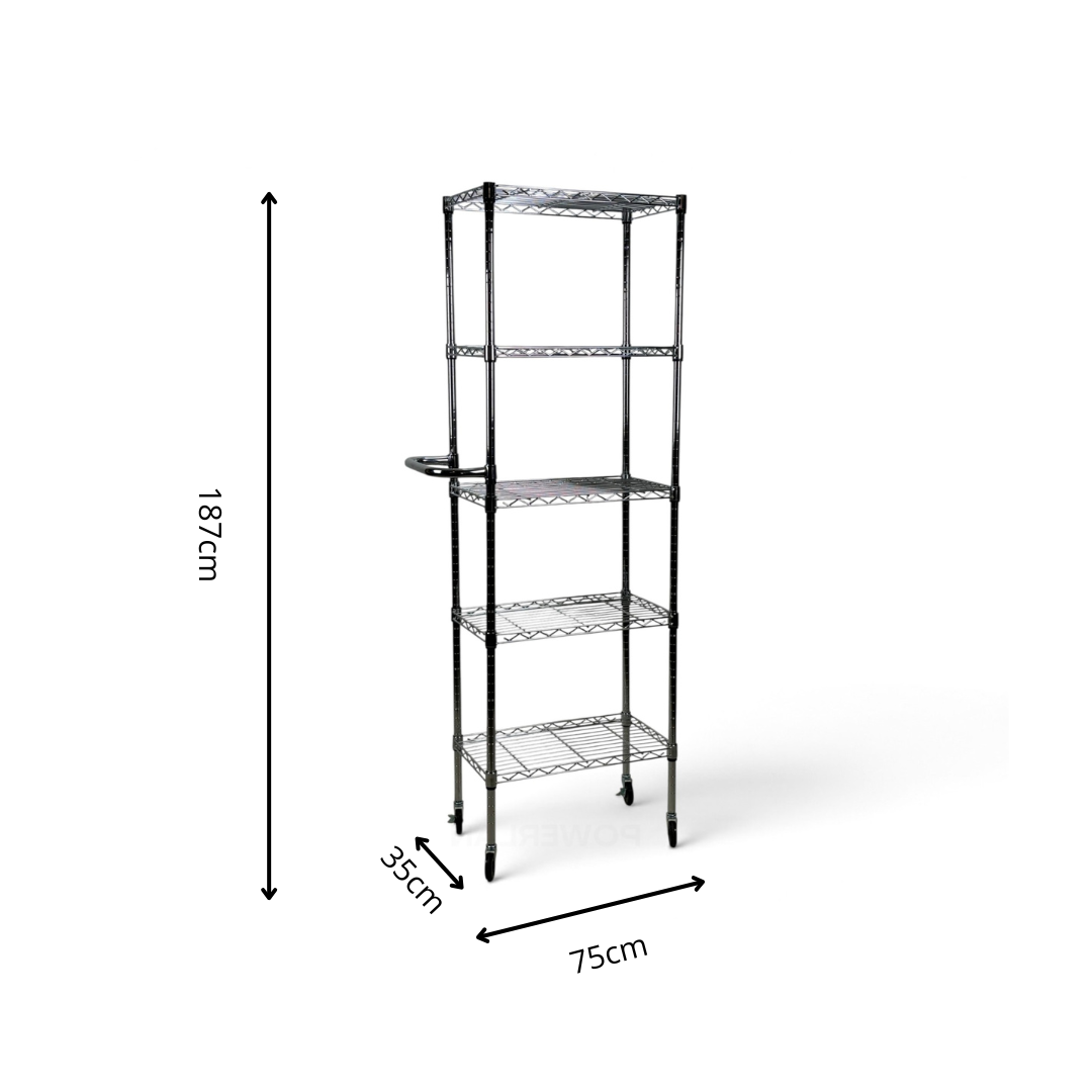 Carrello Metallika con Ruote – 5 Ripiani Grigliati Slim Salvaspazio