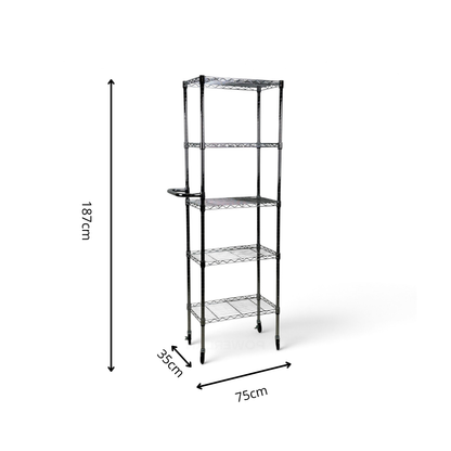 Carrello Metallika con Ruote – 5 Ripiani Grigliati Slim Salvaspazio