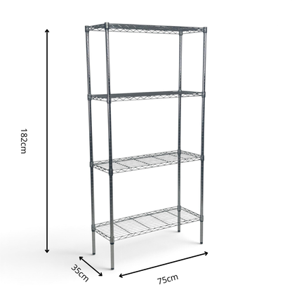 Scaffale Metallika H182cm  – 4 Ripiani 75×35 cm