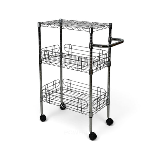 Carrello Metallika con Ruote – 3 Ripiani Grigliati con Sponde Anticaduta Rimovibili