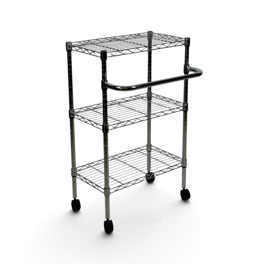 Carrello Metallika con Ruote – 3 Ripiani Grigliati