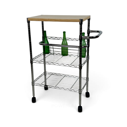 Carrello Metallika con Ruote – 3 Ripiani Grigliati con Sponde Anticaduta Rimovibili