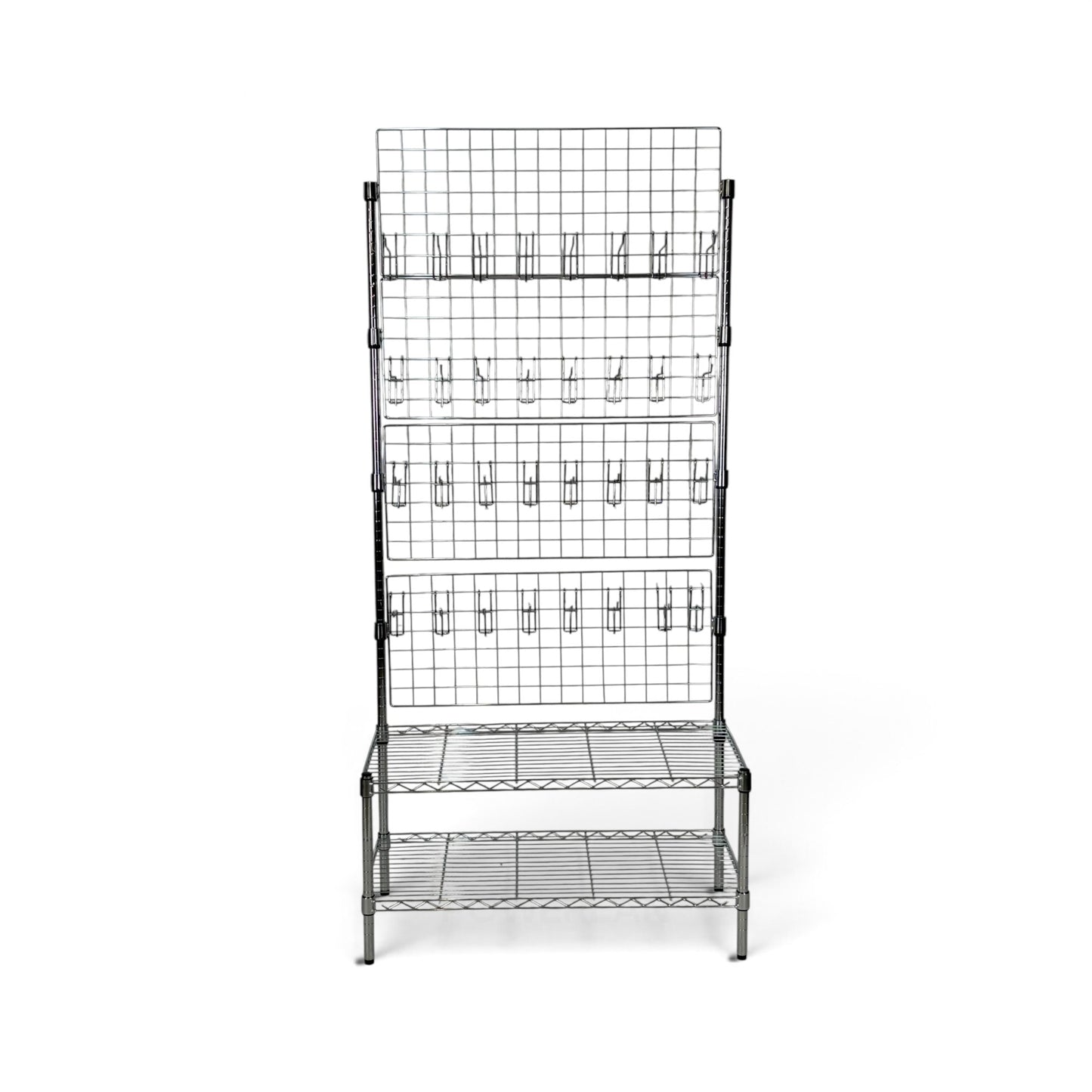 Espositore Porta Blister Metallika H 182cm  –  2 Ripiani 45x90 - 32 ganci