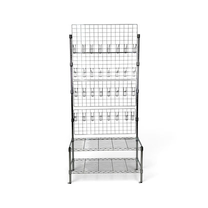 Espositore Porta Blister Metallika H 182cm  –  2 Ripiani 45x90 - 32 ganci