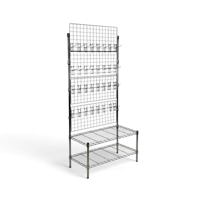 Espositore Porta Blister Metallika H 182cm  –  2 Ripiani 45x90 - 32 ganci